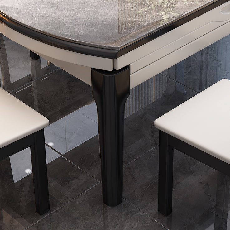 Modern Style Stone Furniture Set 7 Pieces Round Shape Dinette Table with Armless Chair