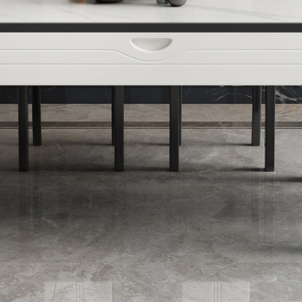 Modern Style Stone Furniture Set 7 Pieces Round Shape Dinette Table with Armless Chair