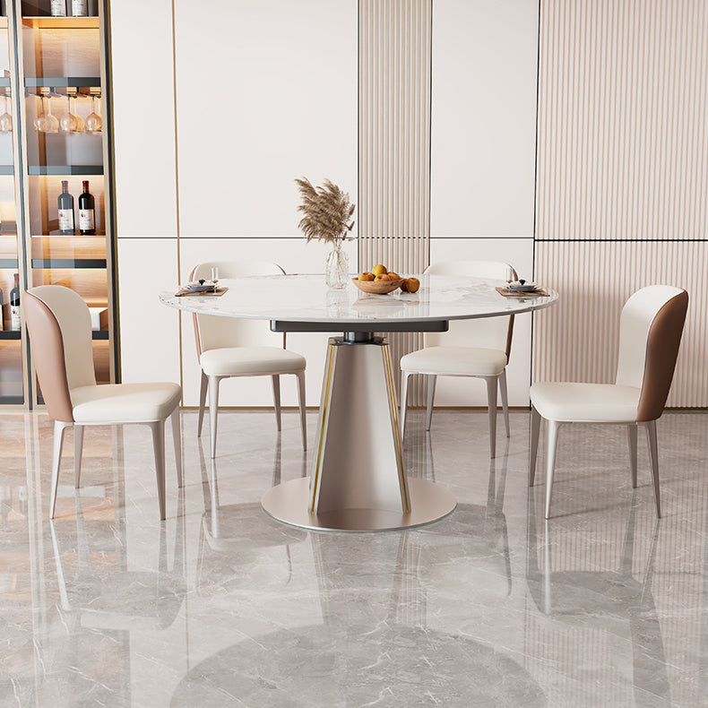 White Stone Dining Set for Home 1/5/7 Pieces Modern Foldable Dining Table Set