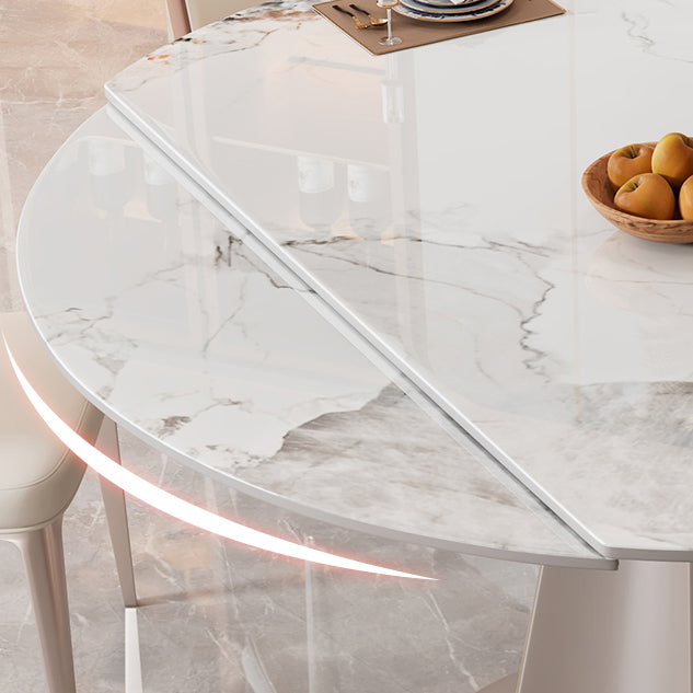 White Stone Dining Set for Home 1/5/7 Pieces Modern Foldable Dining Table Set