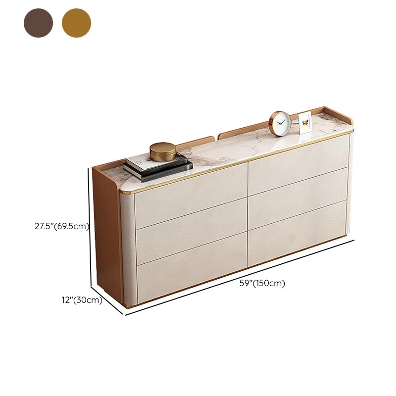 Stone Storage Chest Dresser Contemporary 11.7 Inch W Dresser with 6 Drawers