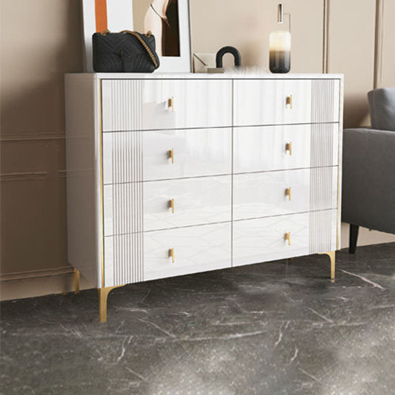 Glam Double Dresser Stone Horizontal Storage Chest Dresser for Bedroom
