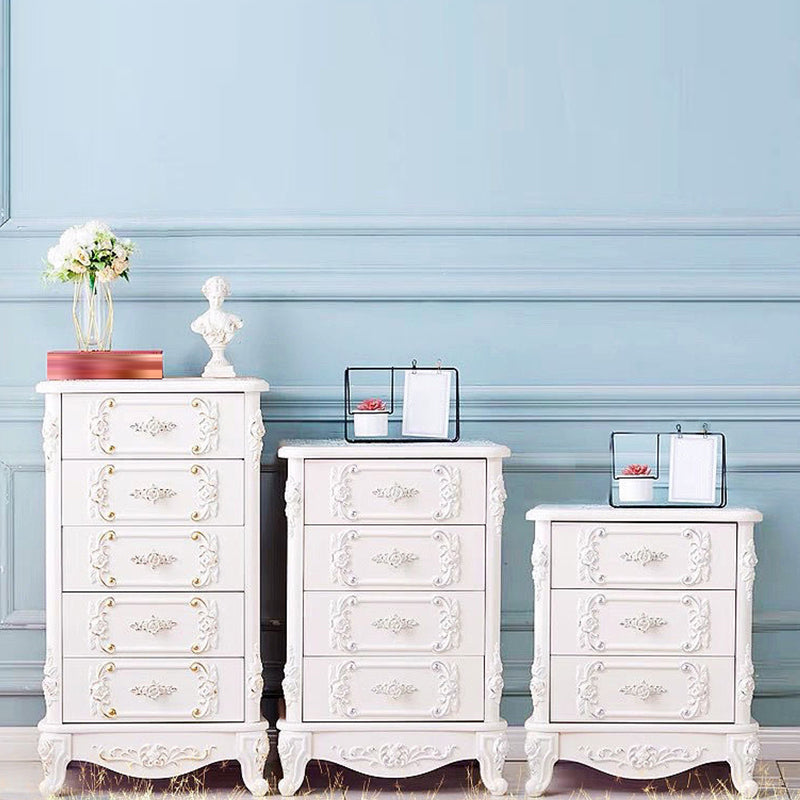 Traditional Wooden Storage Chest Home Vertical Chest in White with Drawers