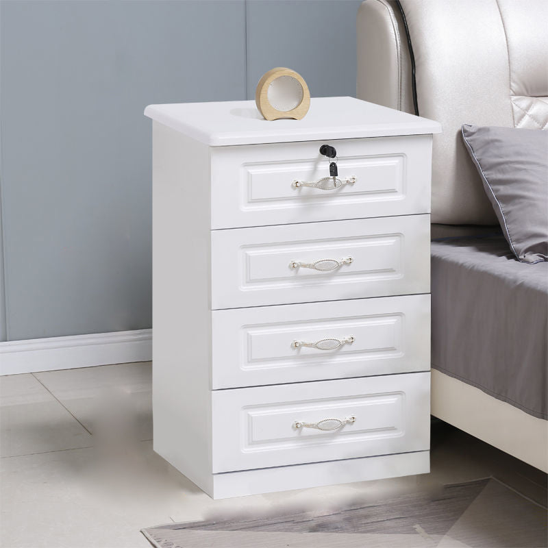 Traditional Wooden Storage Chest Home Vertical Chest in White with Drawers
