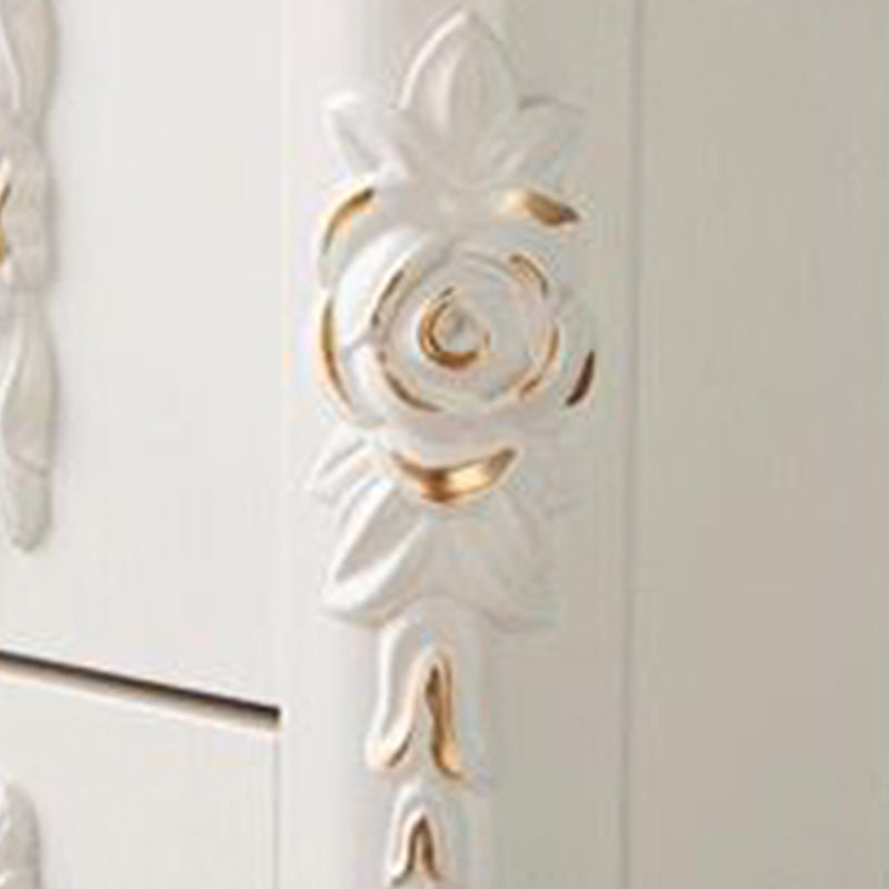 Traditional Wooden Storage Chest Home Vertical Chest in White with Drawers