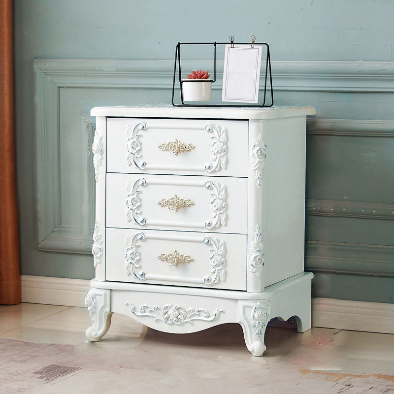 Traditional Wooden Storage Chest Home Vertical Chest in White with Drawers