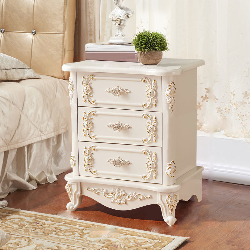 Traditional Wooden Storage Chest Home Vertical Chest in White with Drawers