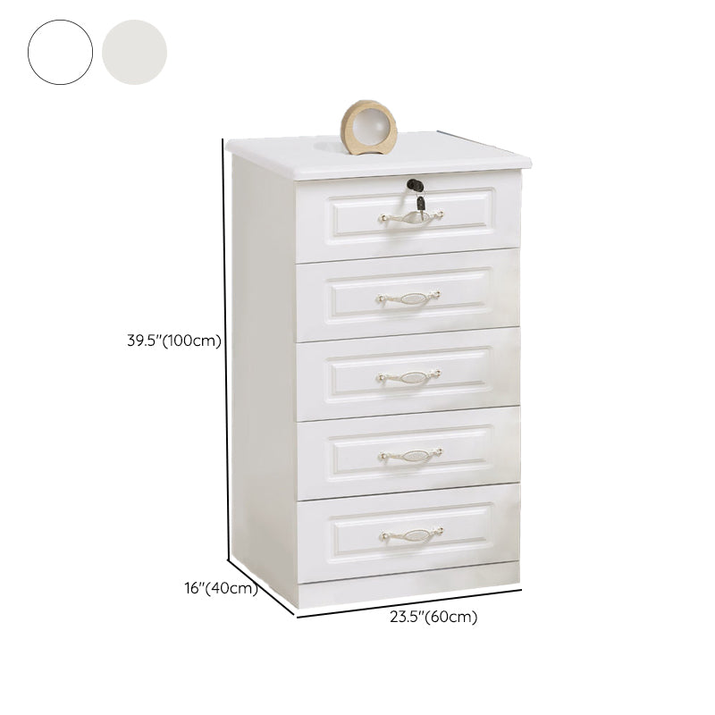 Traditional Wooden Storage Chest Home Vertical Chest in White with Drawers