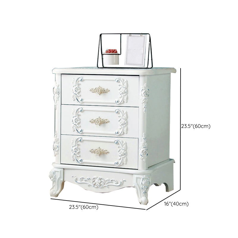 Traditional Wooden Storage Chest Home Vertical Chest in White with Drawers