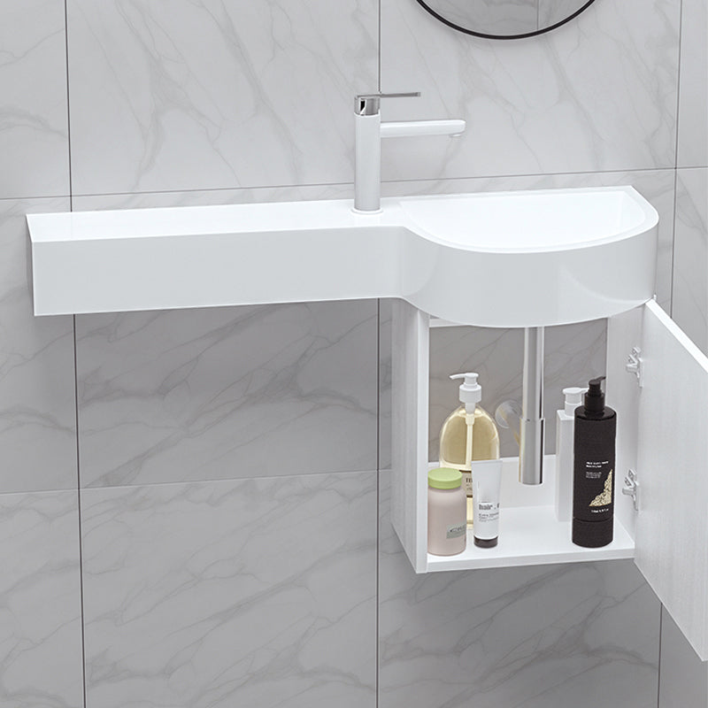 Contemporary Bathroom Sink with Pop-Up Drain Porcelain Wall Mount Bathroom Sink Only