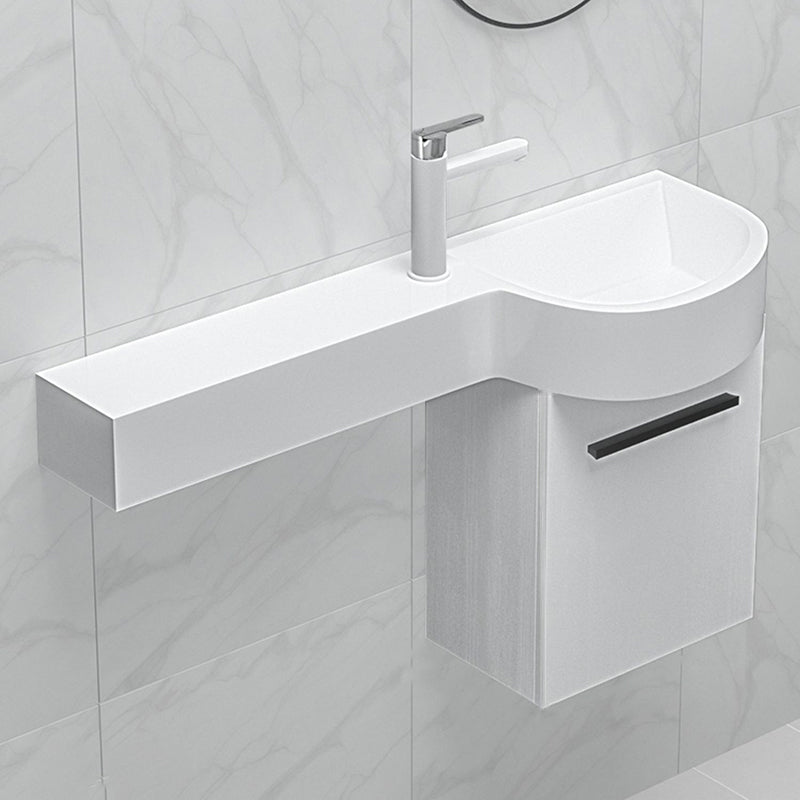Contemporary Bathroom Sink with Pop-Up Drain Porcelain Wall Mount Bathroom Sink Only