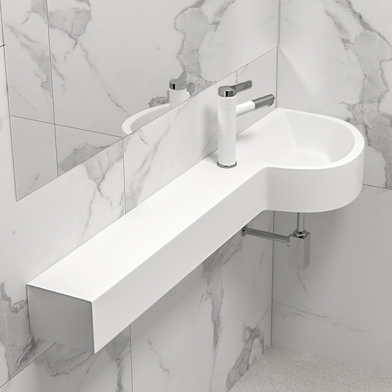 Contemporary Bathroom Sink with Pop-Up Drain Porcelain Wall Mount Bathroom Sink Only