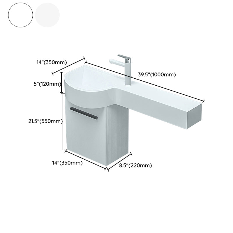 Contemporary Bathroom Sink with Pop-Up Drain Porcelain Wall Mount Bathroom Sink Only