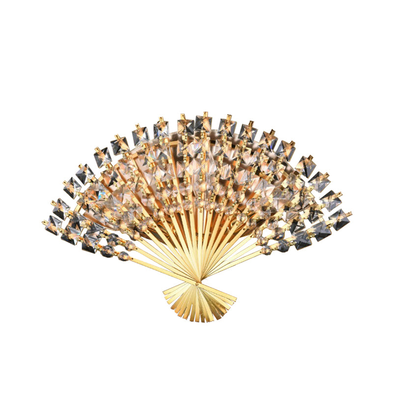 Fan-Shape Wall Sconce Lighting Modern Metal 3-Head Gold Finish Wall Mount Lamp Fixture