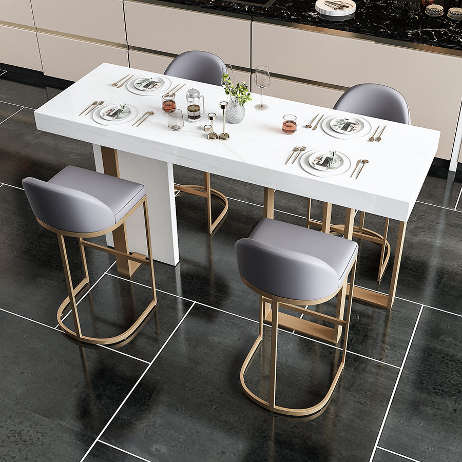 Glam Bar Stools Metal Armless Dining Stools with Gold Metal Base