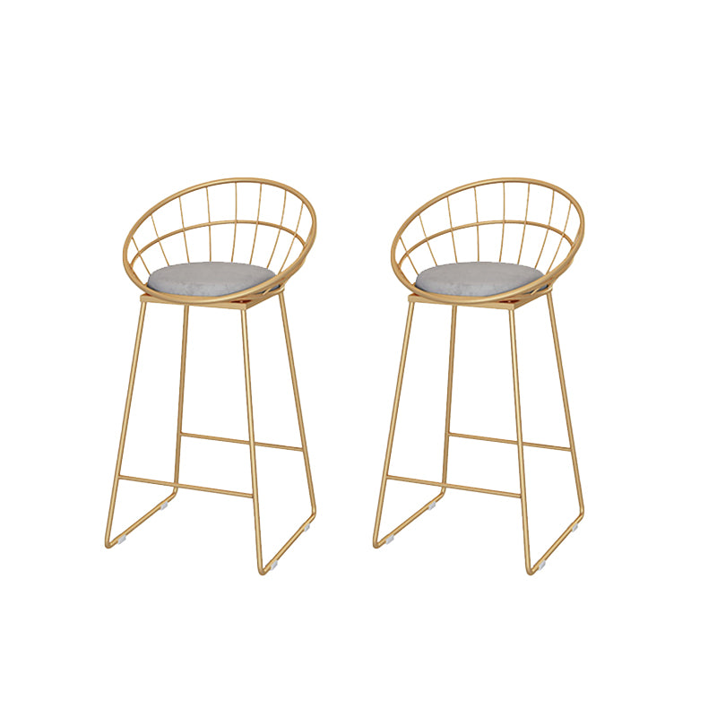 Round Bar Stools Metal Armless Dining Stools with Gold Metal Base