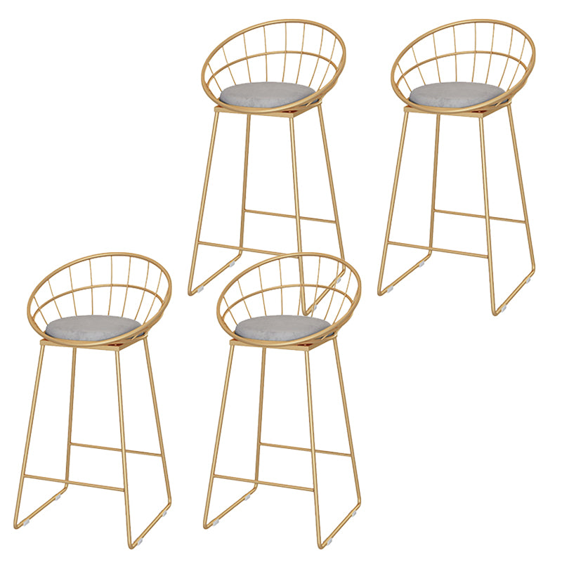 Round Bar Stools Metal Armless Dining Stools with Gold Metal Base