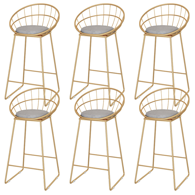 Round Bar Stools Metal Armless Dining Stools with Gold Metal Base