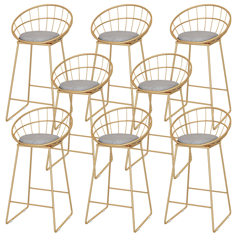 Round Bar Stools Metal Armless Dining Stools with Gold Metal Base
