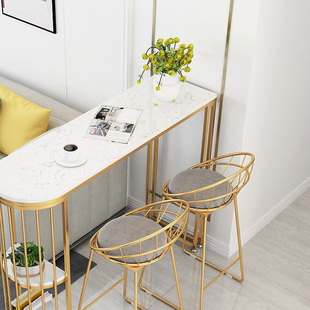 Round Bar Stools Metal Armless Dining Stools with Gold Metal Base