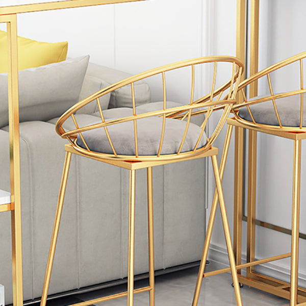 Round Bar Stools Metal Armless Dining Stools with Gold Metal Base