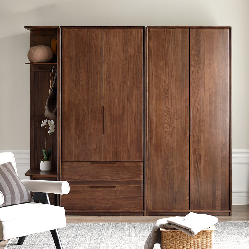 Contemporary Brown Storage Cabinet Solid Wood Wardrobe Cabinet