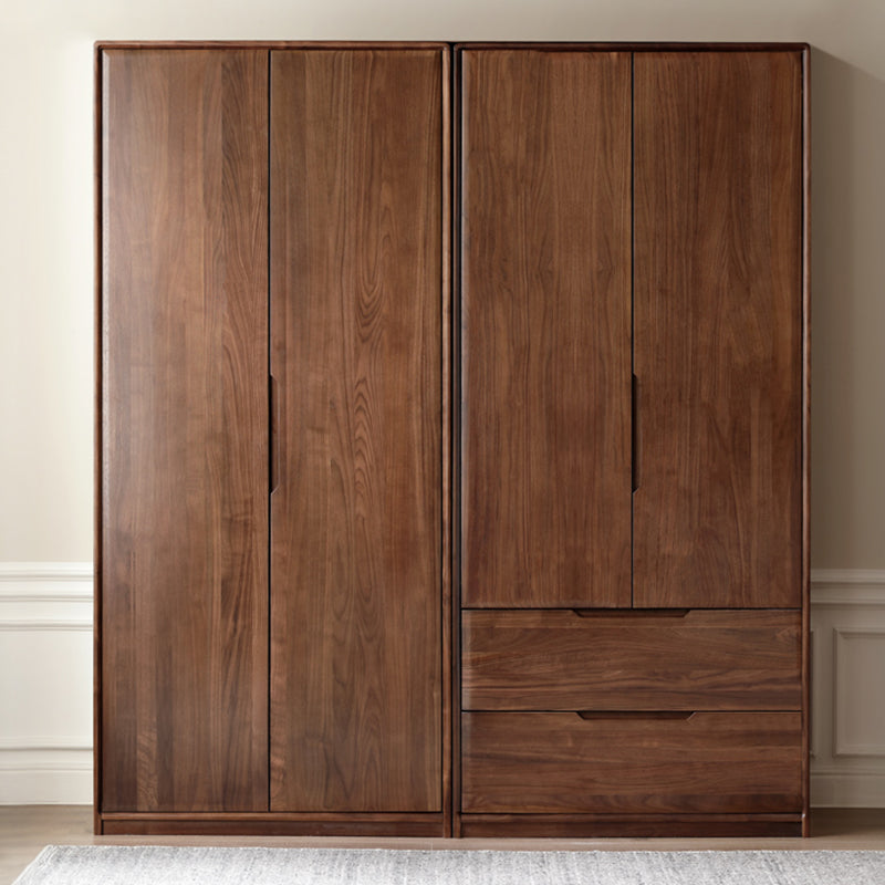 Contemporary Brown Storage Cabinet Solid Wood Wardrobe Cabinet