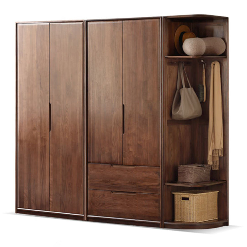 Contemporary Brown Storage Cabinet Solid Wood Wardrobe Cabinet