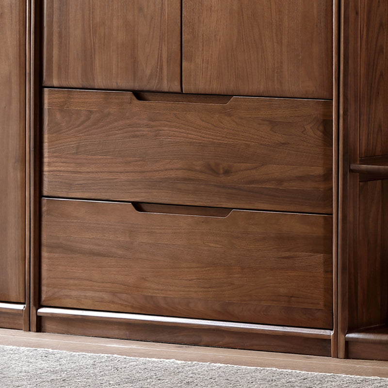 Contemporary Brown Storage Cabinet Solid Wood Wardrobe Cabinet