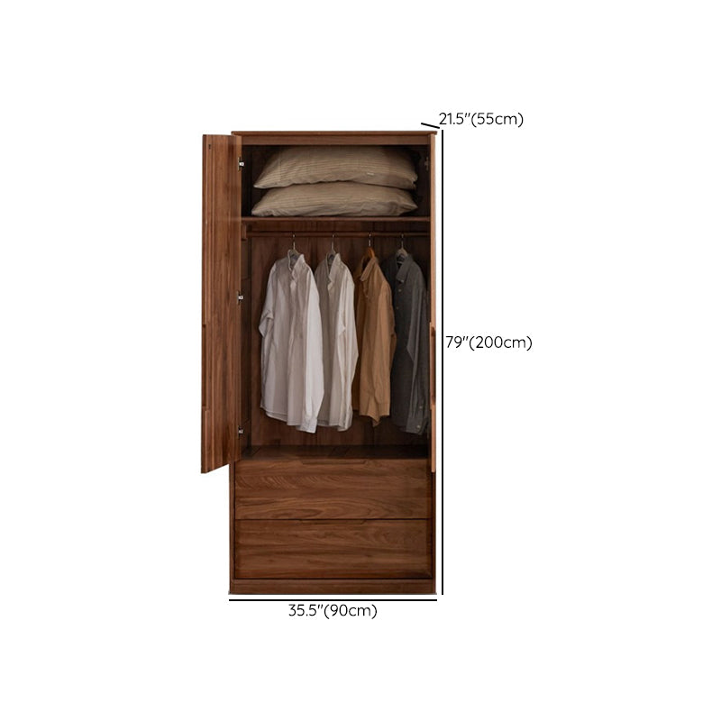 Contemporary Brown Storage Cabinet Solid Wood Wardrobe Cabinet