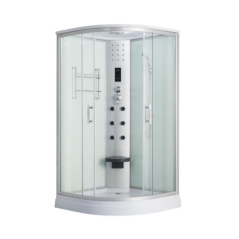 Tempered White Shower Kit Framed Double Sliding Rounded Shower Stall