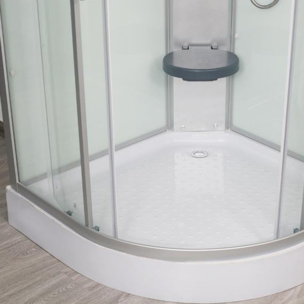 Tempered White Shower Kit Framed Double Sliding Rounded Shower Stall