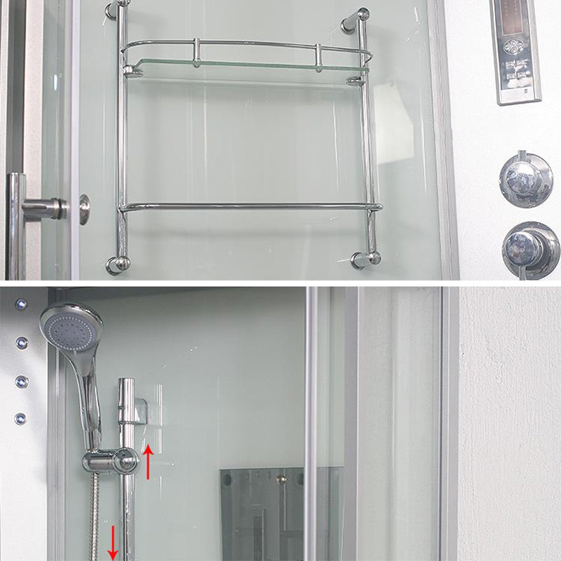 Tempered White Shower Kit Framed Double Sliding Rounded Shower Stall