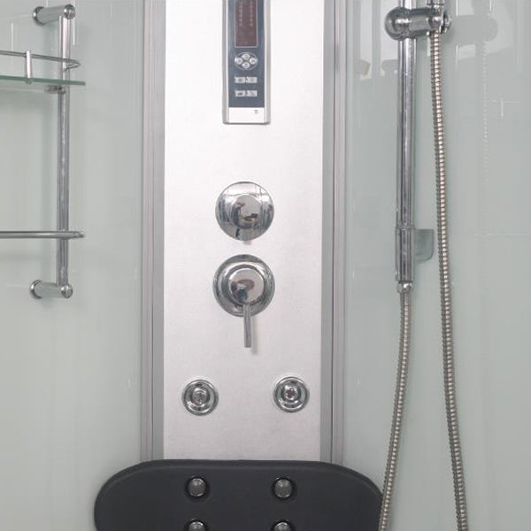 Tempered White Shower Kit Framed Double Sliding Rounded Shower Stall