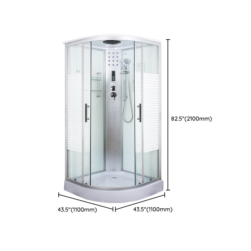 Tempered White Shower Kit Framed Double Sliding Rounded Shower Stall