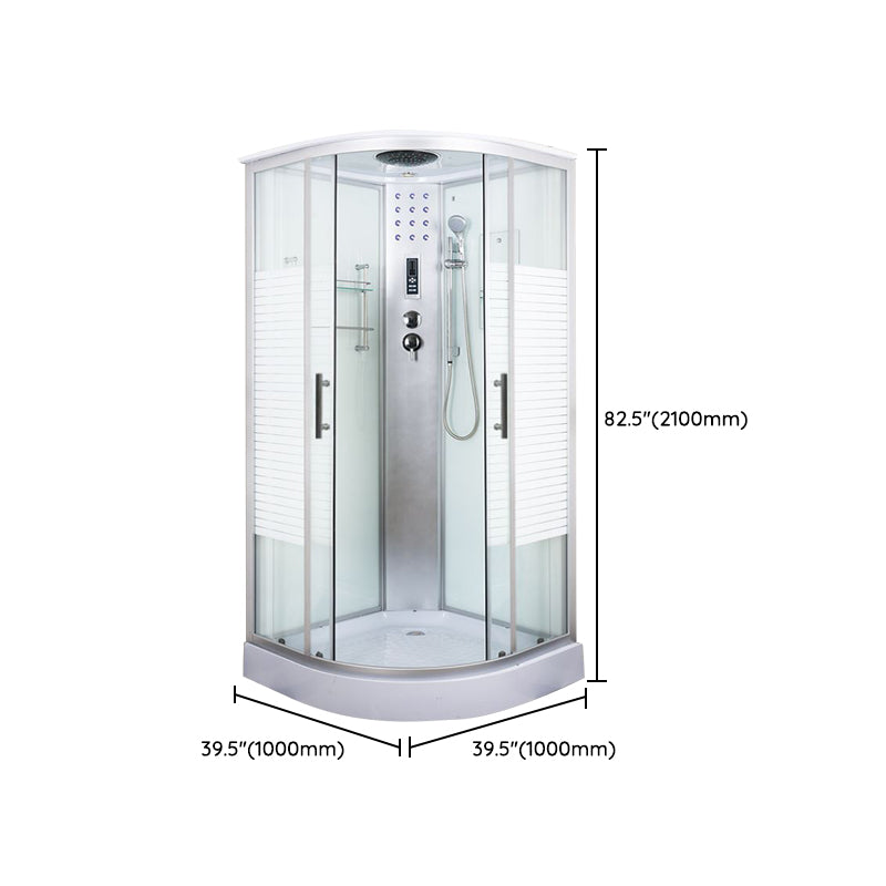 Tempered White Shower Kit Framed Double Sliding Rounded Shower Stall