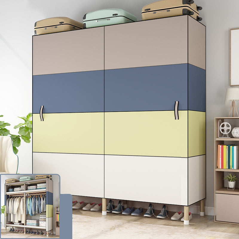 Modern Style Metal Frame Wardrobe Foldable Wardrobe with Garment Rod