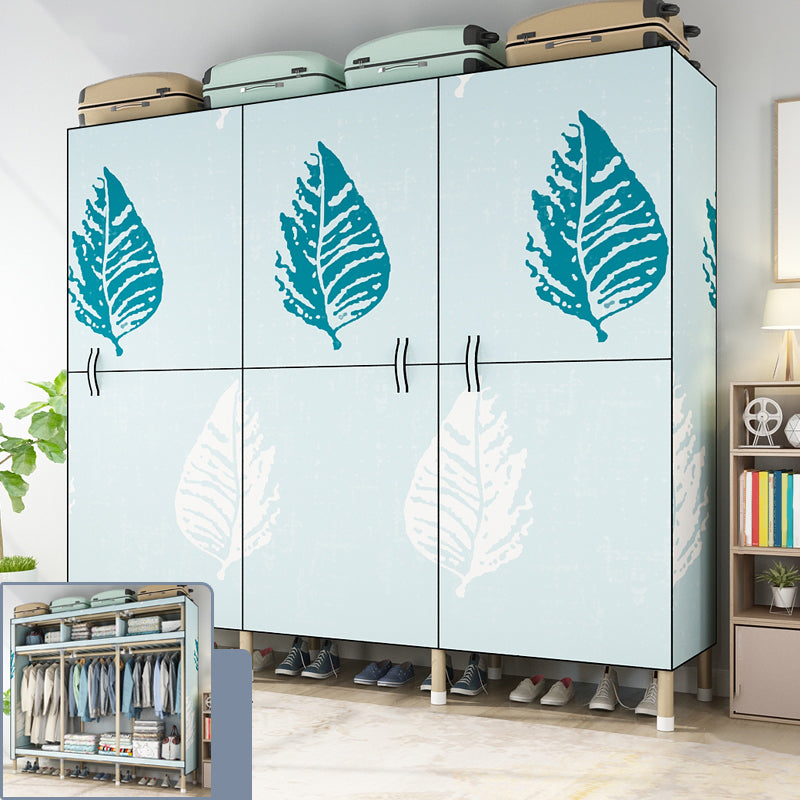 Modern Style Metal Frame Wardrobe Foldable Wardrobe with Garment Rod