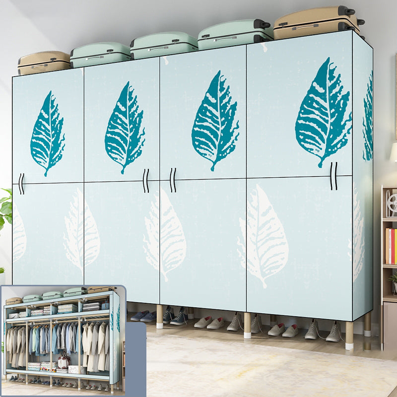 Modern Style Metal Frame Wardrobe Foldable Wardrobe with Garment Rod