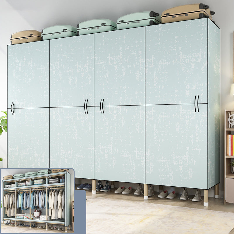 Modern Style Metal Frame Wardrobe Foldable Wardrobe with Garment Rod