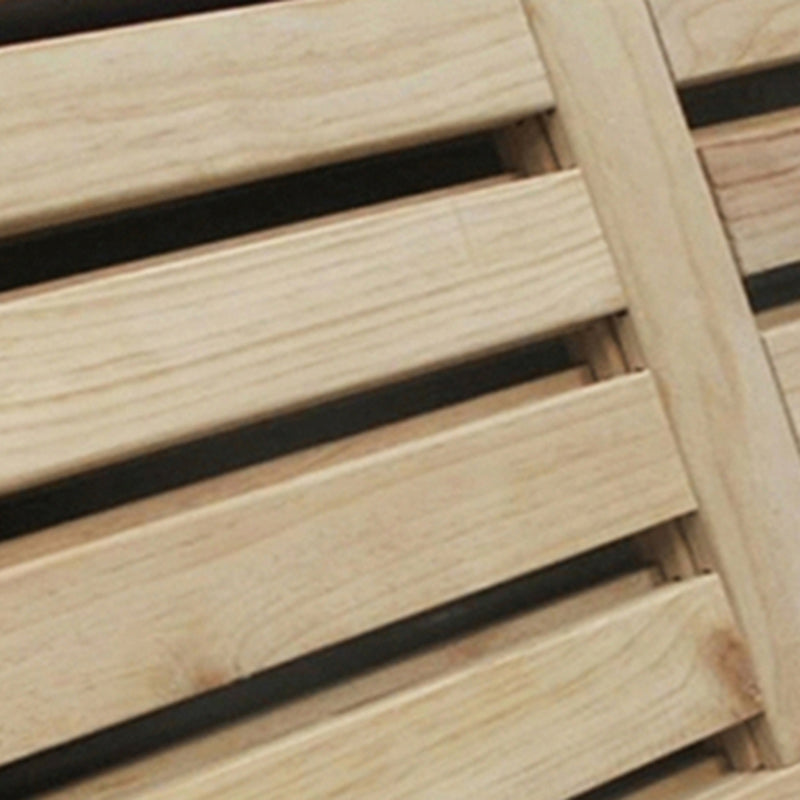 Mid-Century Modern Standard Bed Pine Wood Panel Bed with Headboard