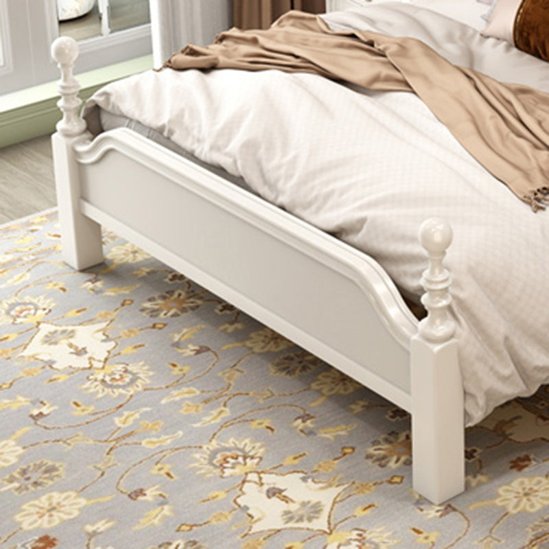 Mid-Century Modern Standard Bed Pine Wood Panel Bed with Headboard