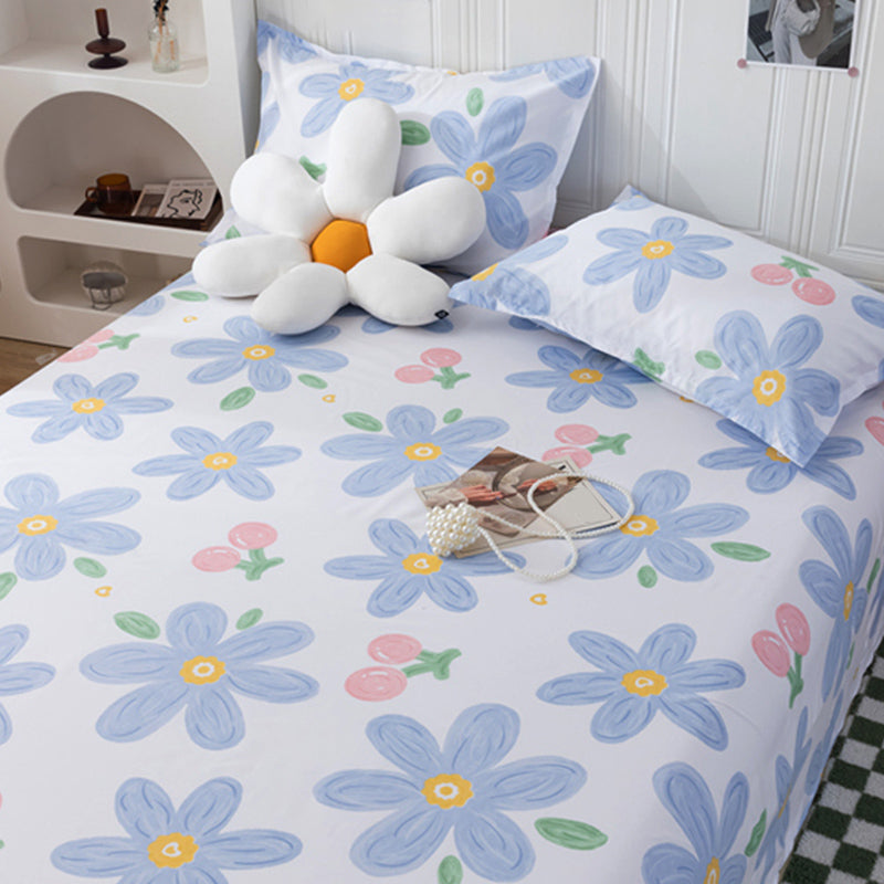 Polyester Fitted Sheet Floral Print Breathable Ultra-Soft Fitted Sheet