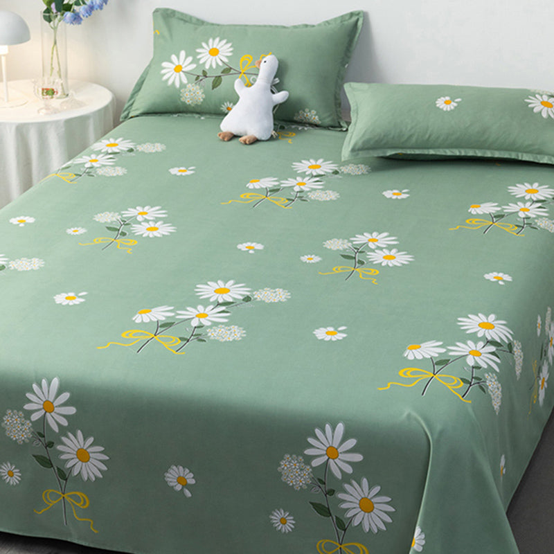 Polyester Fitted Sheet Floral Print Breathable Ultra-Soft Fitted Sheet
