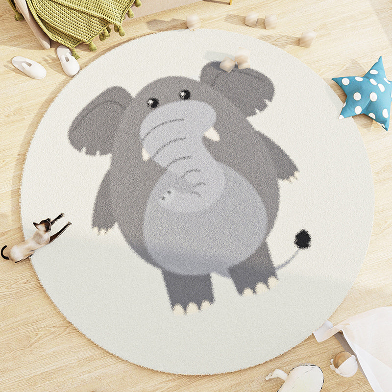 Lambswool Kids Area Carpet Stain Resistant Round Carpet Animal Print Modern Rug