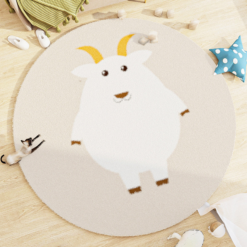 Lambswool Kids Area Carpet Stain Resistant Round Carpet Animal Print Modern Rug
