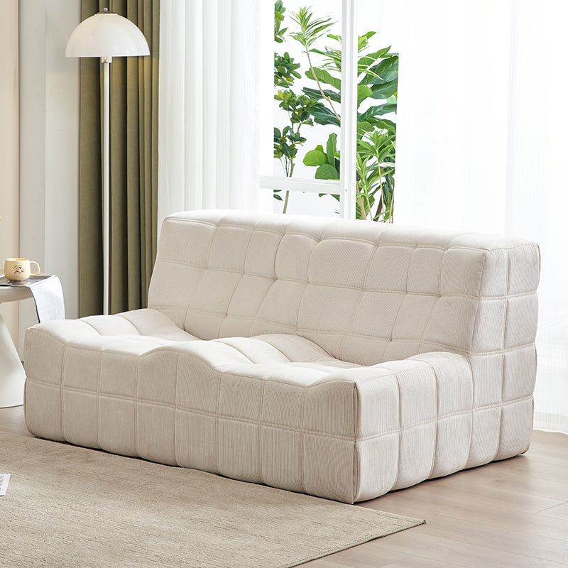 Scandinavian Corduroy Armless Sofa Minimalist 59" Wide Loveseat