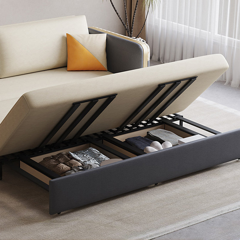 White Pillow Back Sleeper Sofa Square Arms Faux Leather Convertible Sofas