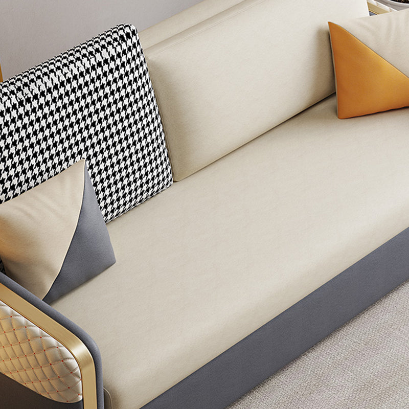 White Pillow Back Sleeper Sofa Square Arms Faux Leather Convertible Sofas