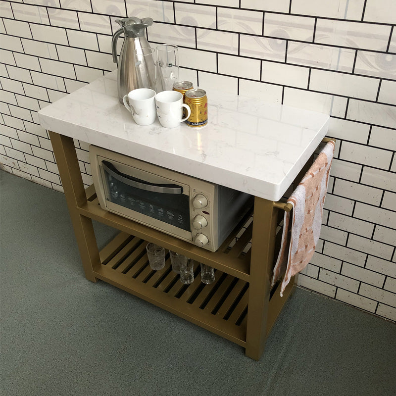 Home Dining Kitchen Island Table Modern Rectangular Iron Prep Table
